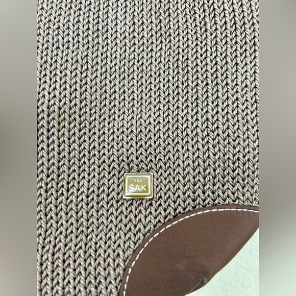 THE SAK Brown Crochet /Knit Square Shoulder Purse Bag - Picture 2 of 12